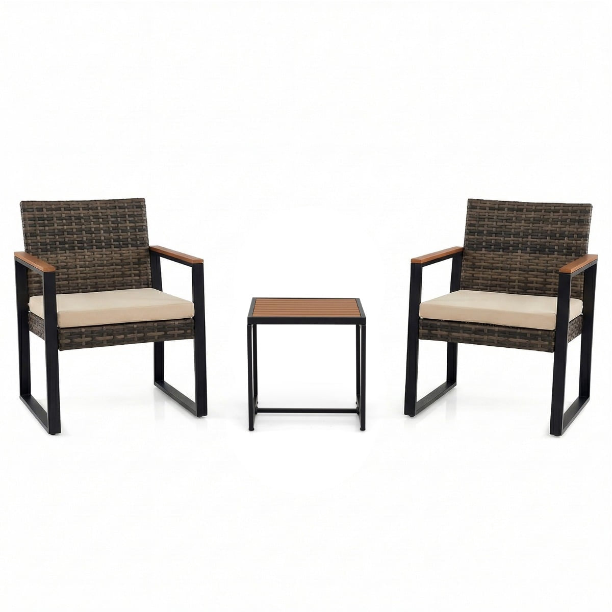 3-Piece Balcony Furniture Set with Cushions and Table
