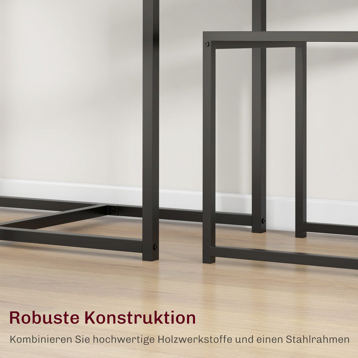 3-Piece Black Bar Table Set with 2 Stools, MDF & Steel