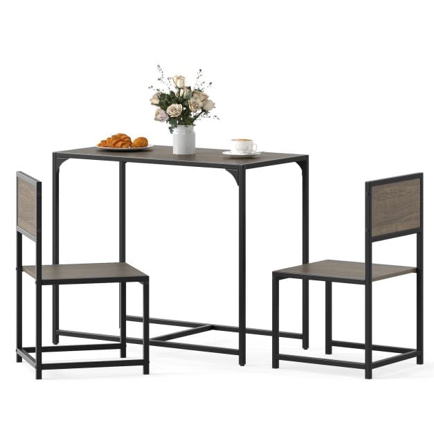 3-Piece Dining Table Set, Metal Frame, 2 Low-Back Chairs