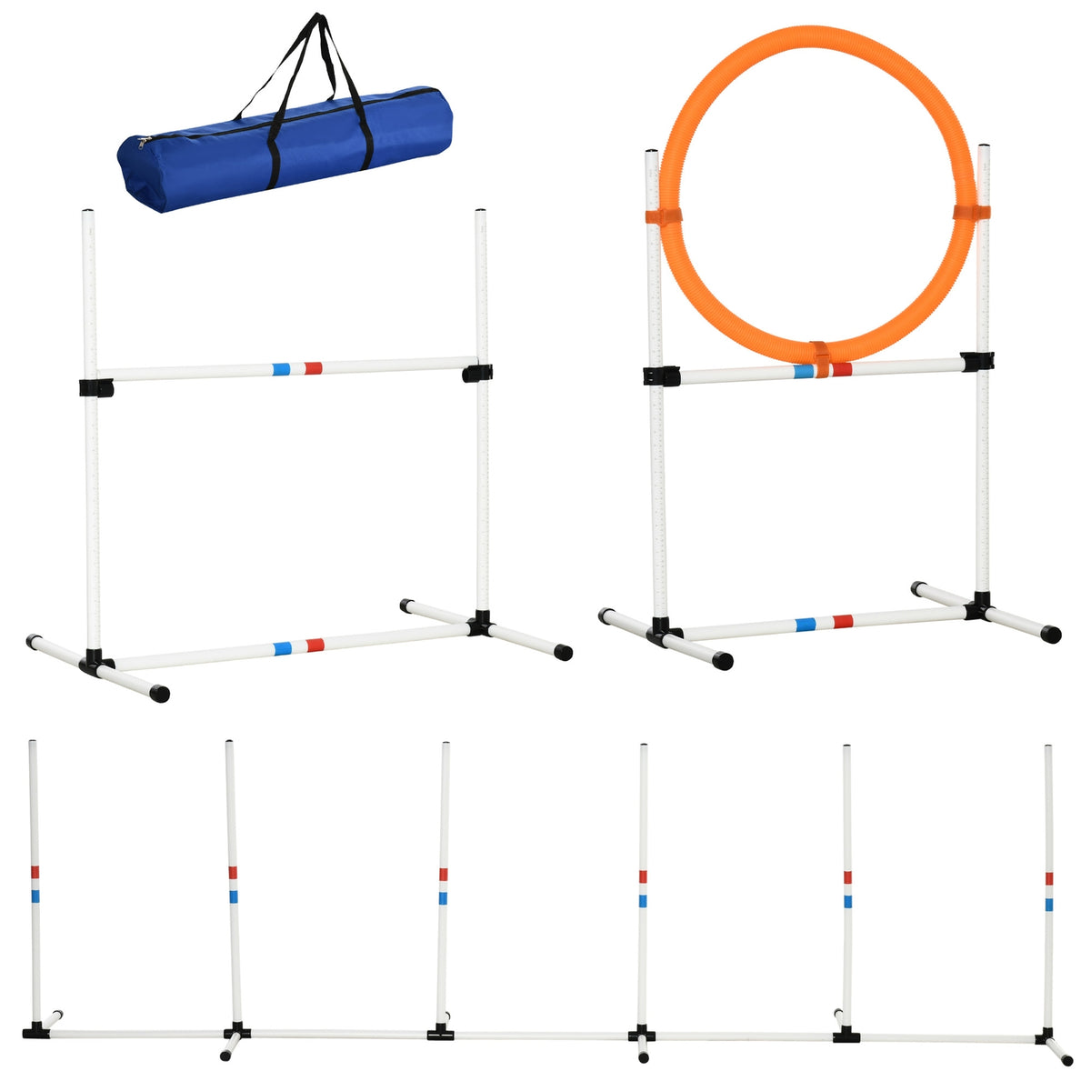 3-Piece Dog Agility Set Training For Pets Dog Training Set Includes Bag Easy To Carry Plastic White + Yellow