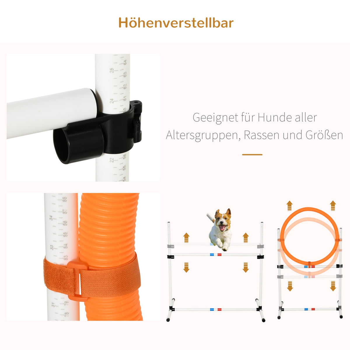 3-Piece Dog Agility Set Training For Pets Dog Training Set Includes Bag Easy To Carry Plastic White + Yellow