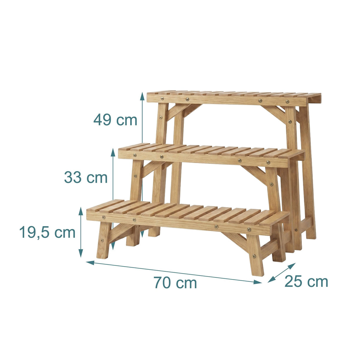 3-Piece Fir Wood Plant Stand Set, Natural Finish