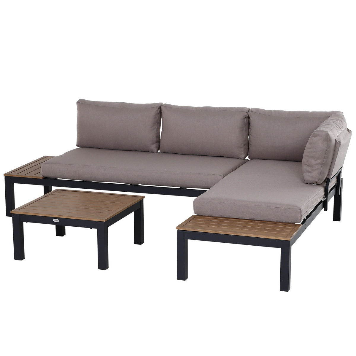3 Piece Garden Furniture Set With Side Table Sofa With Cushions Outdoor Aluminum 164 X 74 X 69 Cm