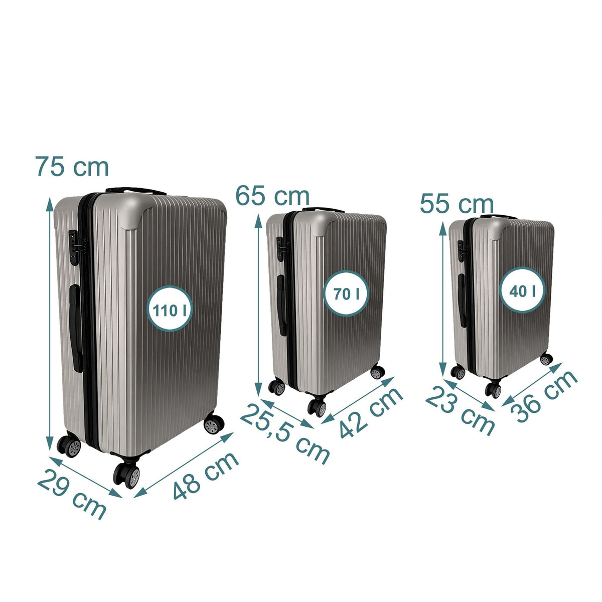 3-Piece Hard-Shell Luggage Set with Spinner Wheels
