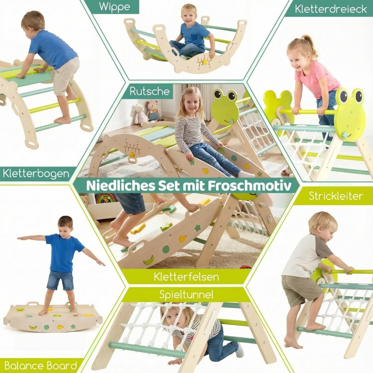 3-Piece Indoor Climbing Set with Slide and Rocker