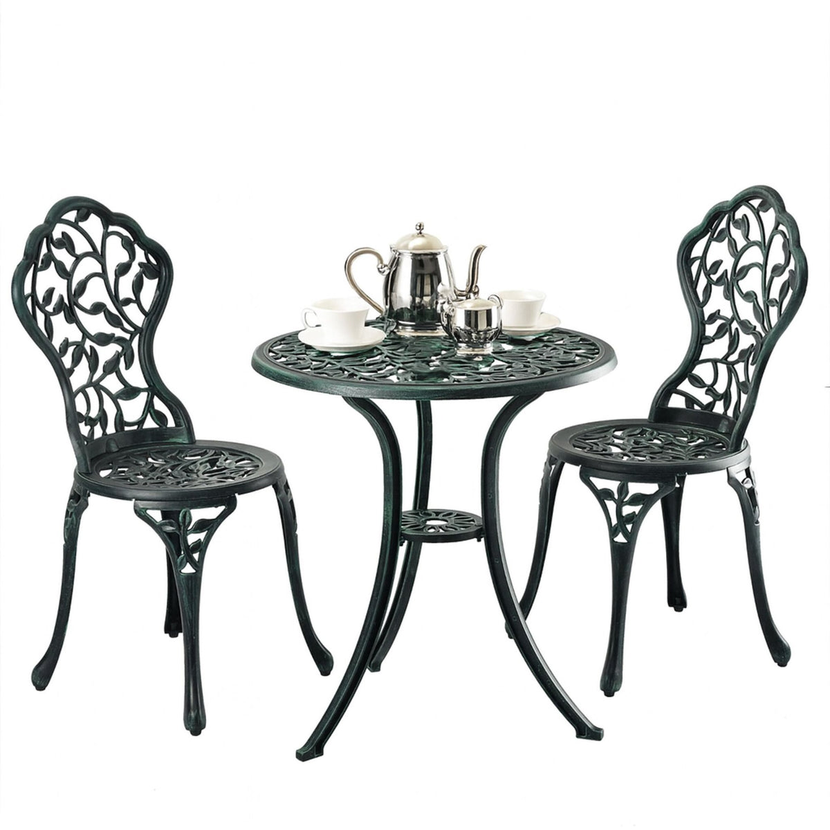 3-Piece Metal Bistro Set – Table & Chairs