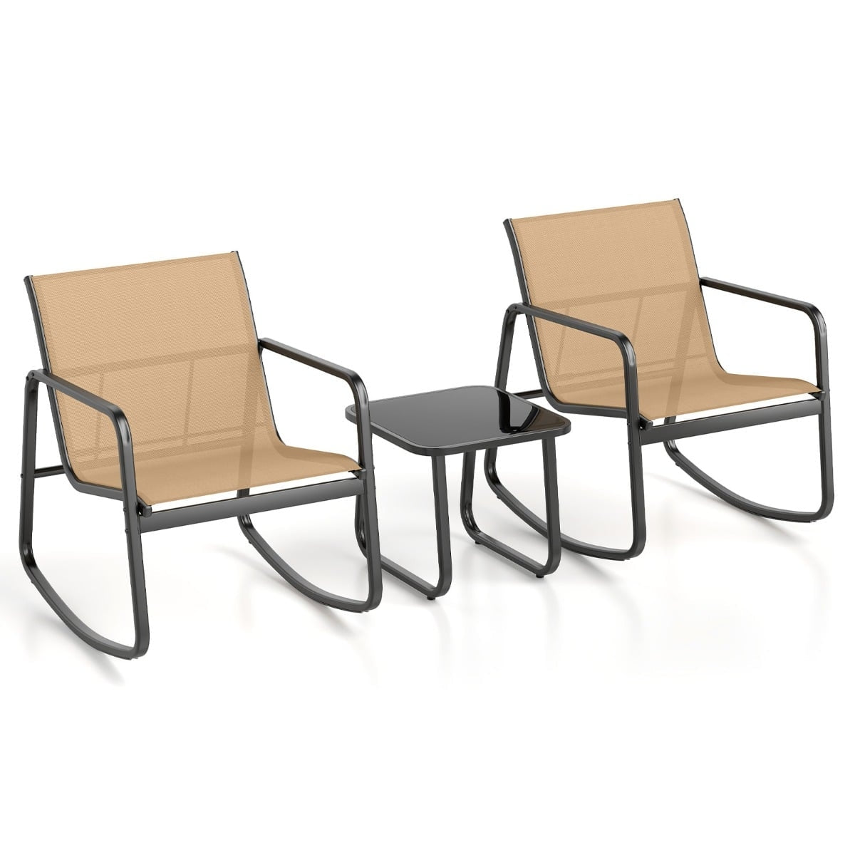 3-Piece Outdoor Rocking Furniture Set with Table & Chairs