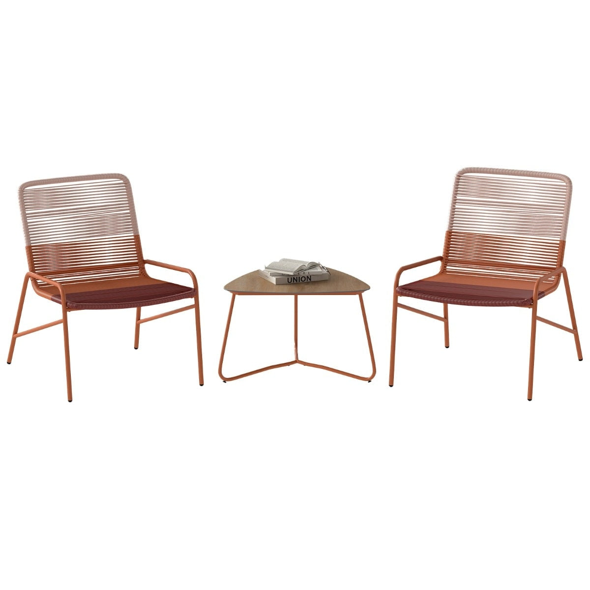 3-Piece Rattan Patio Set with Chairs & Table