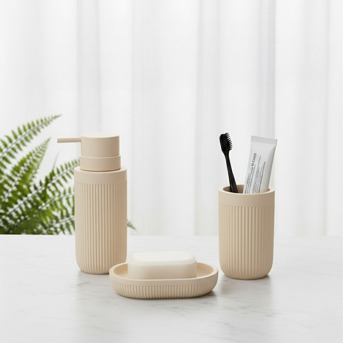 3-Piece Synthetic Resin Bathroom Accessories Set