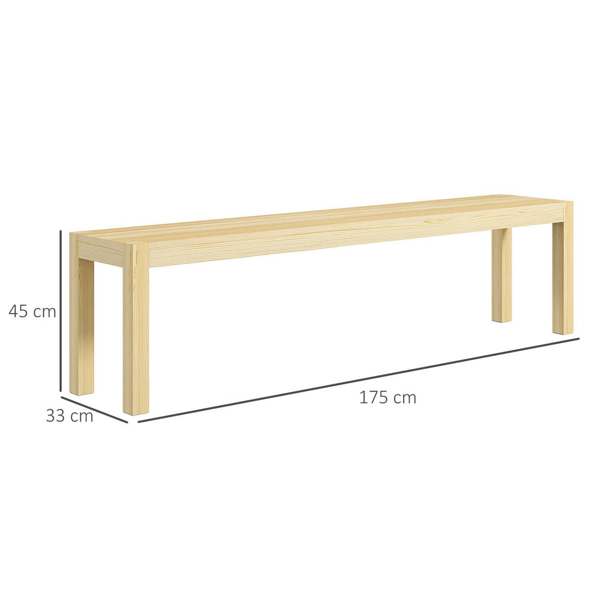 3-Seater Bench, Robust Wooden Bench In Country House Style, Kitchen Bench, Up To 330 Kg, Pine Wood, Natural