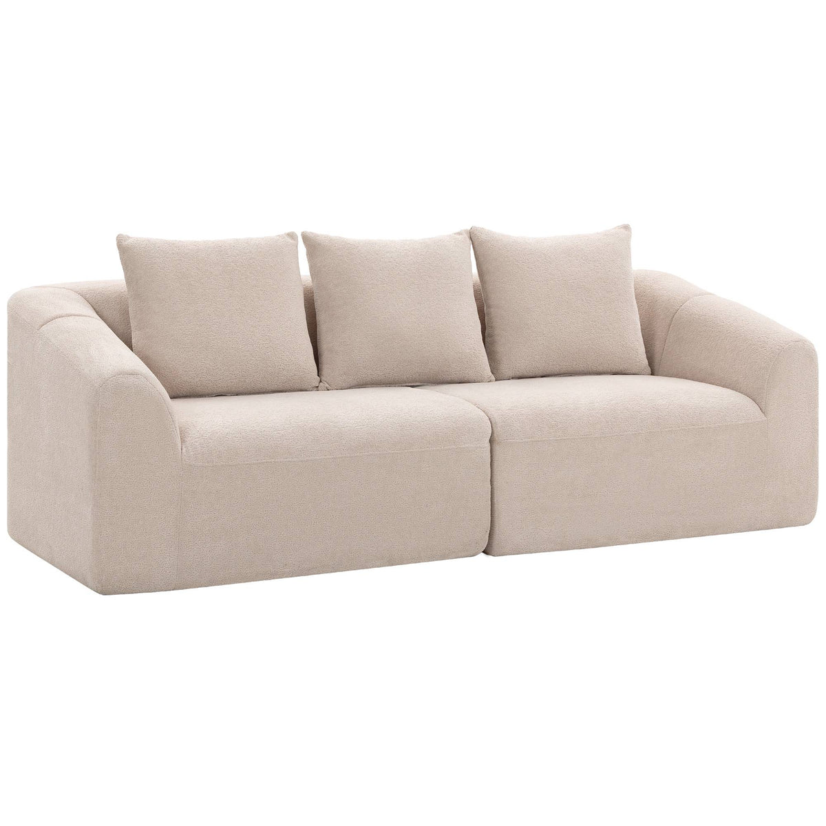 3-Seater Chenille Sofa, Beige, Extra Wide Seat, Cushions