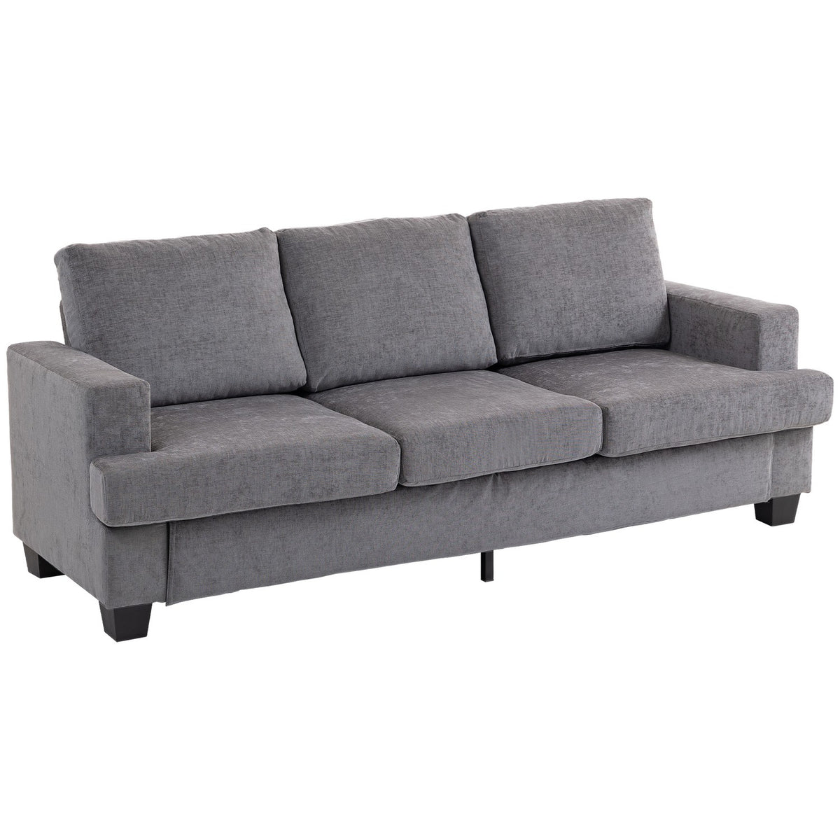 3-Seater Sofa, Grey Fabric Upholstery, Steel Frame