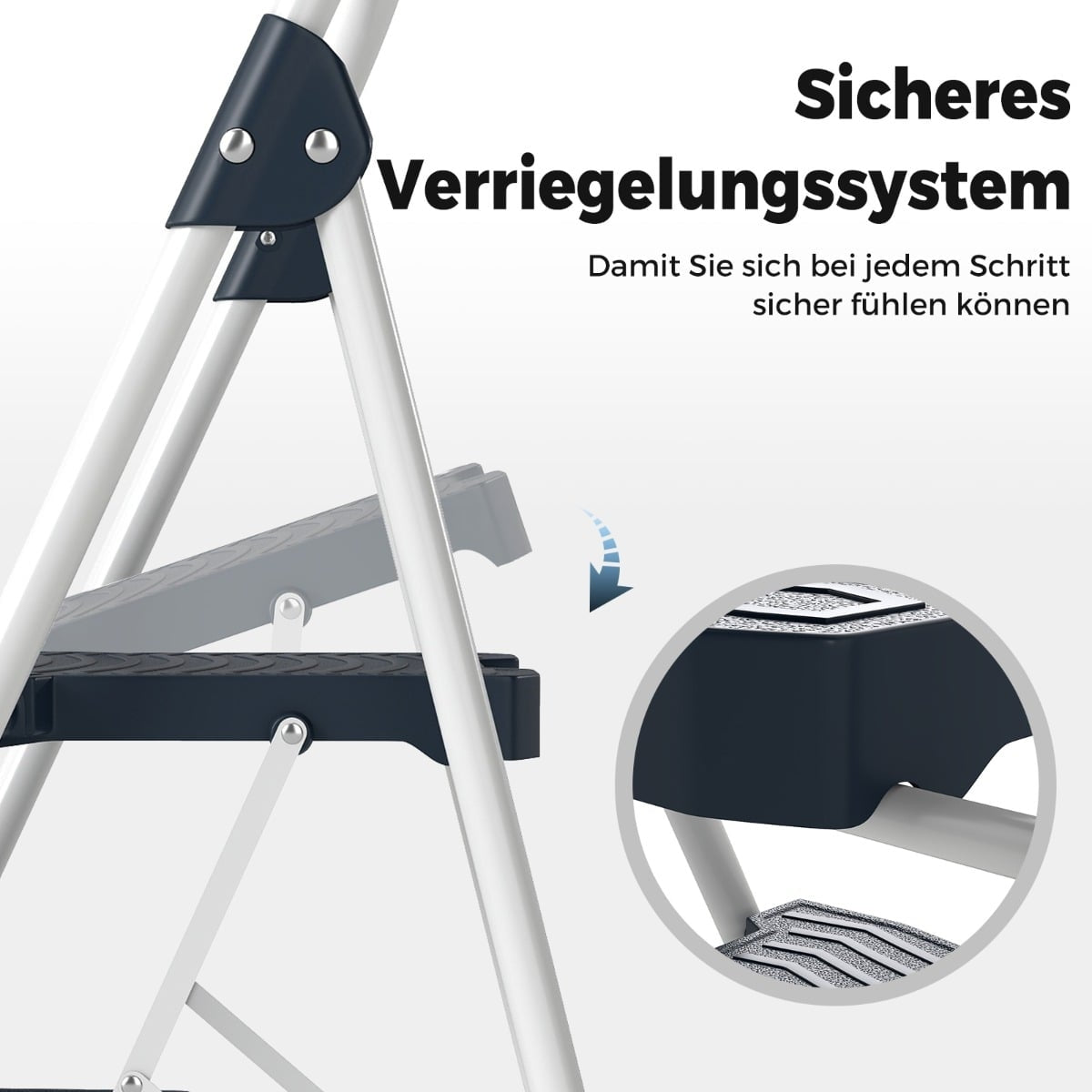 3-Step Folding Ladder with Handrail, 360 kg Capacity