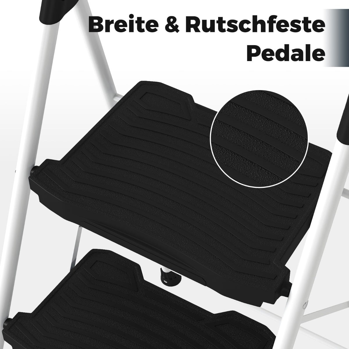 3-Step Folding Ladder with Handrail, Non-Slip Steps