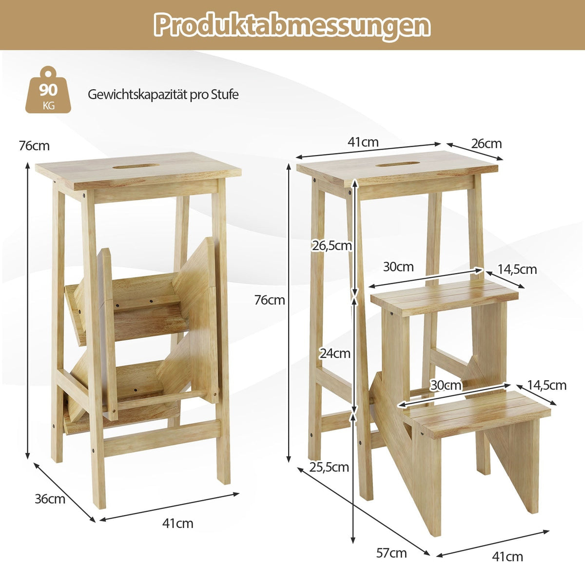 3-Step Folding Step Stool with Rotating Steps & Handle
