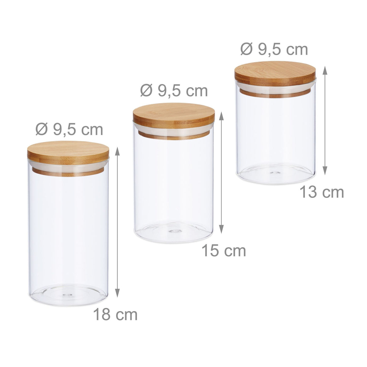 3 Storage jars in different sizes