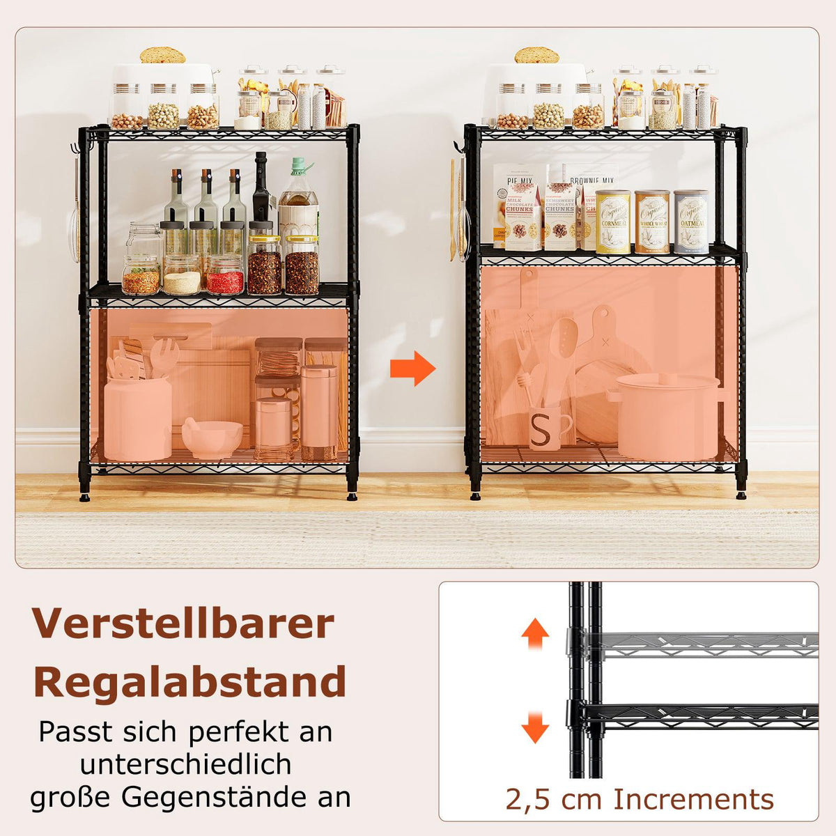 3-Tier Adjustable Metal Storage Shelf – Heavy Duty