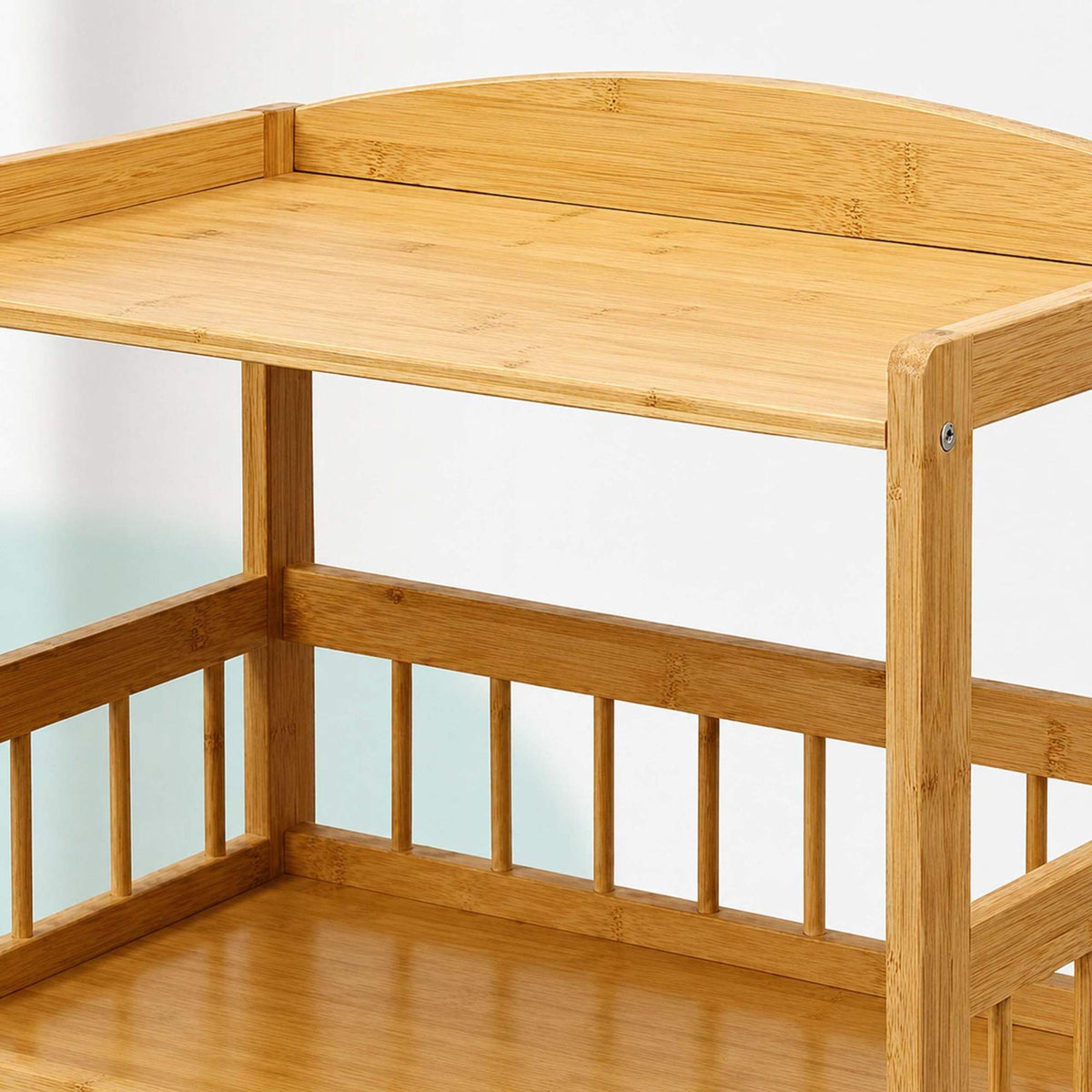 3-Tier Bamboo Kitchen Trolley with Swivel Castors