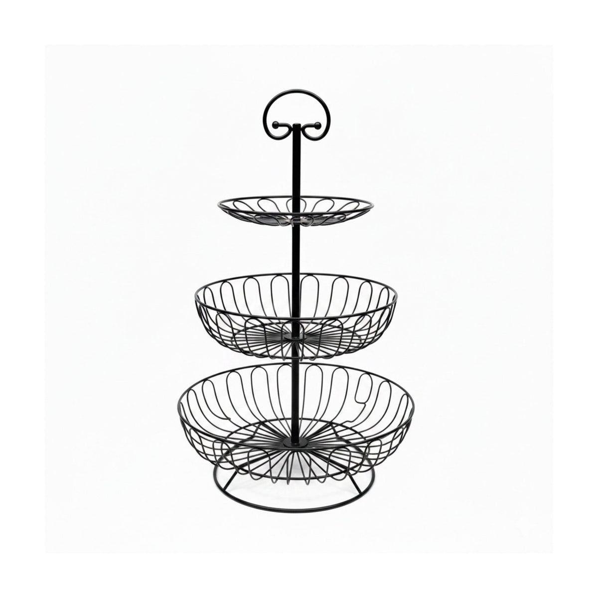 3-Tier Fruit Bowl, Round Wire Stand for Fresh Produce