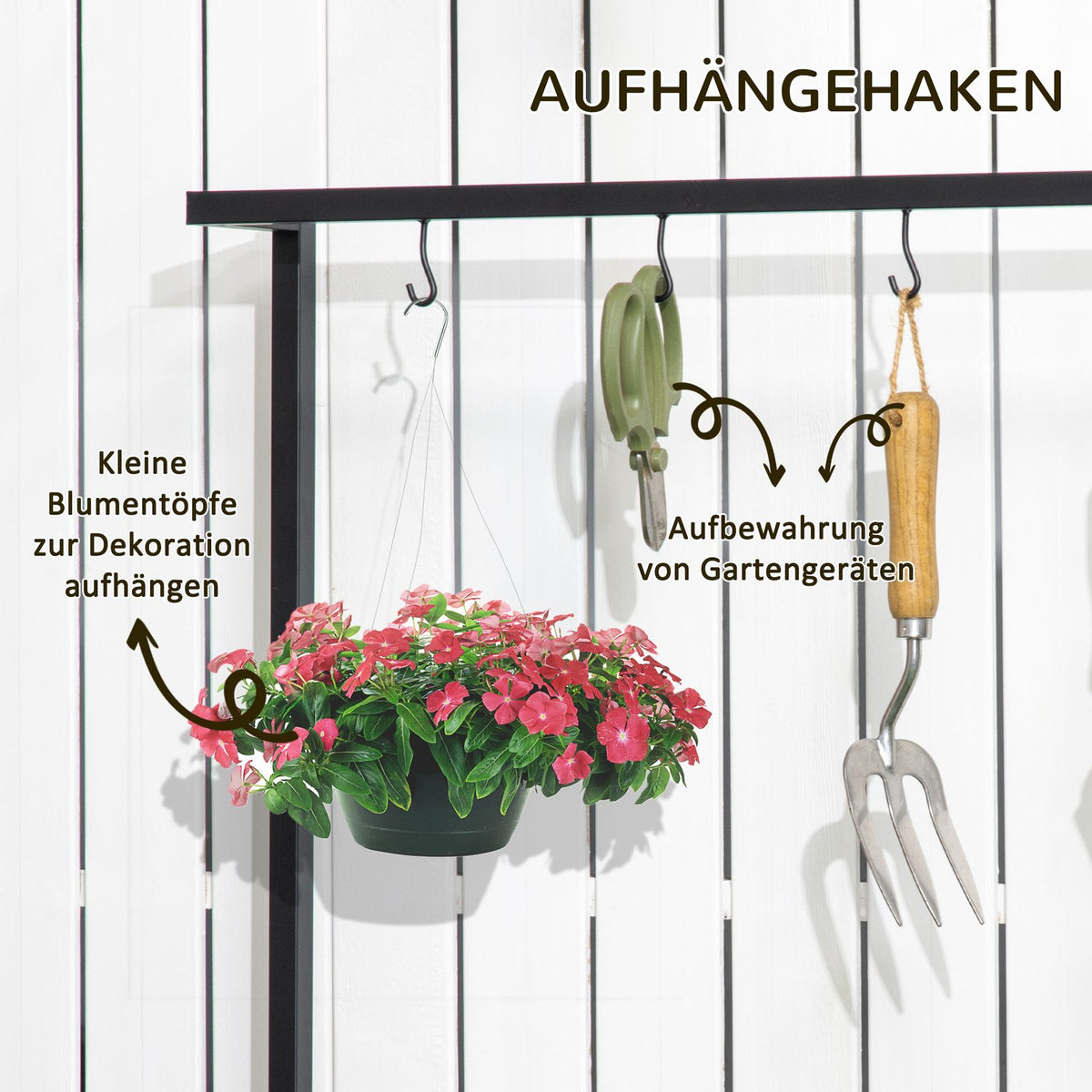 3 Tier Plant Shelf Flower Stairs With Mounting Hooks Garden Plant Stand Natural Wood 80Cm X 36Cm X 174Cm