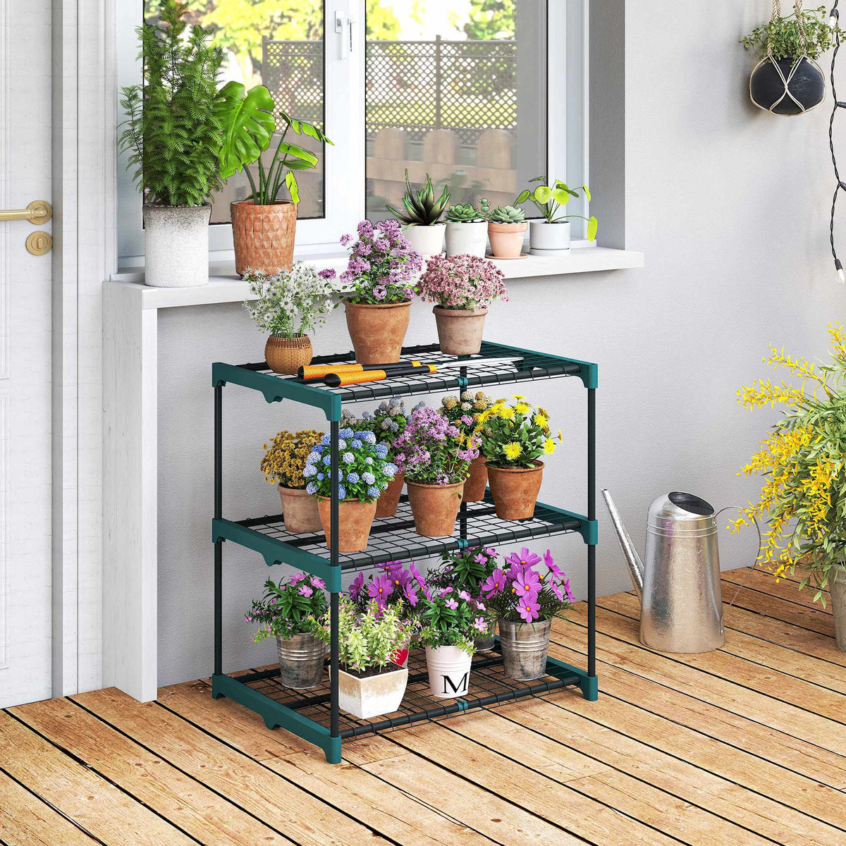 3-Tier Plant Stand, Steel Frame, Indoor/Outdoor Use