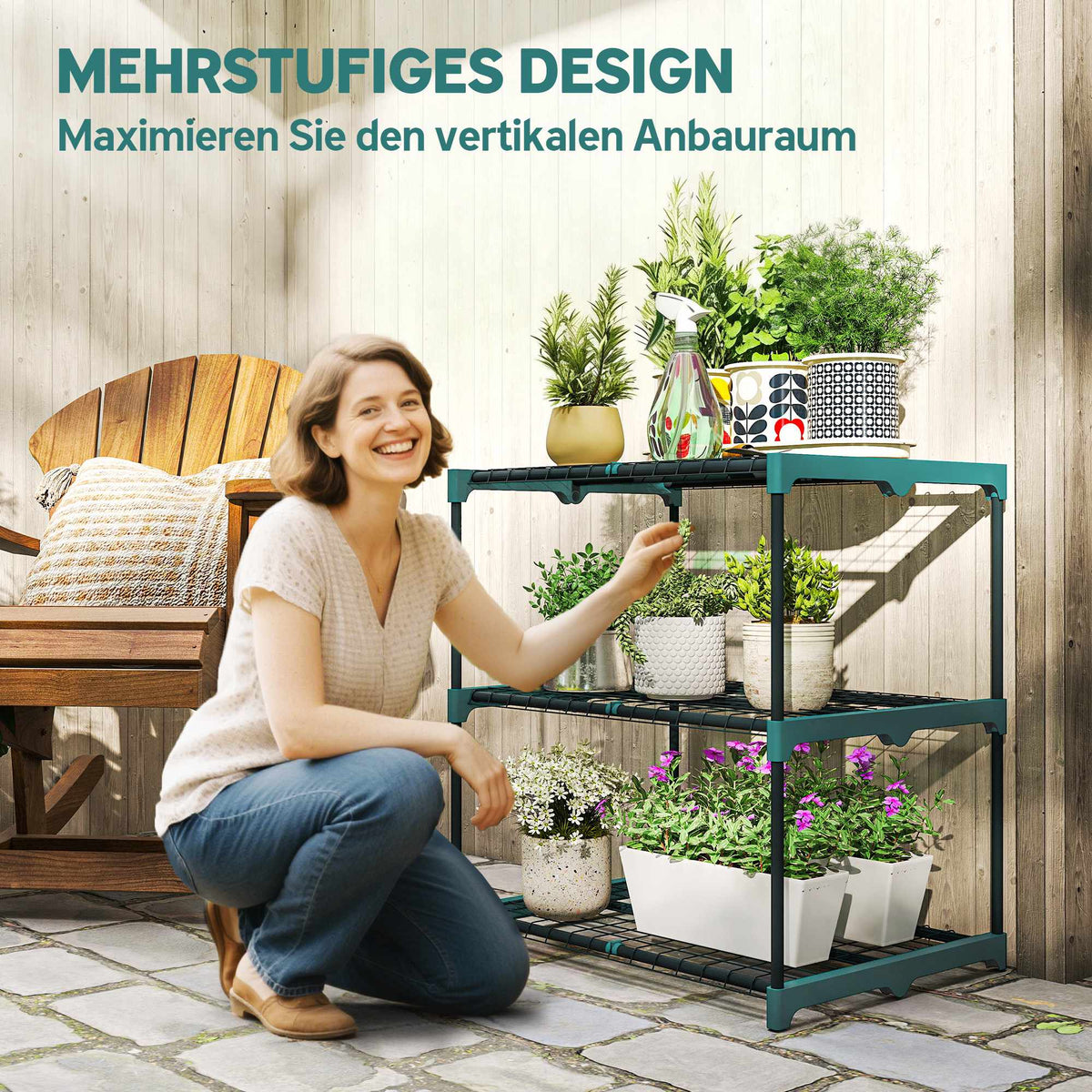 3-Tier Plant Stand, Steel Frame, Indoor/Outdoor Use