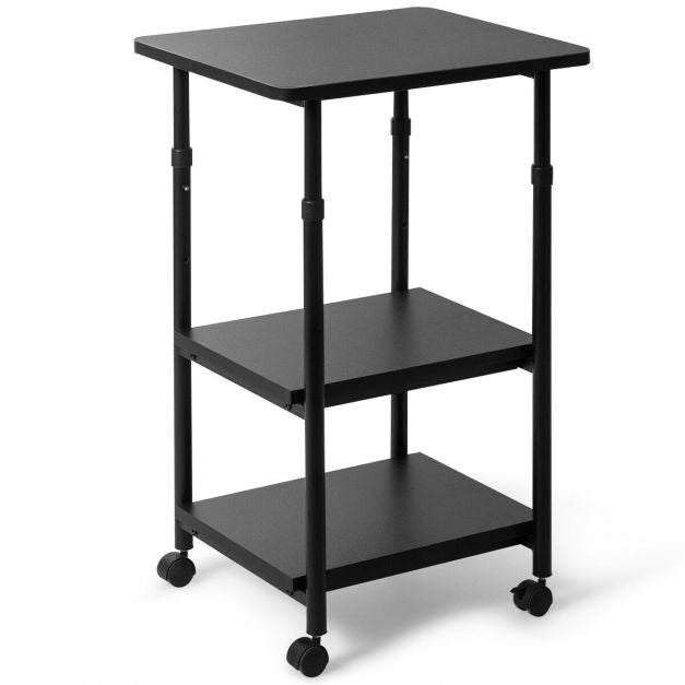 3-Tier Rolling Printer Stand, Adjustable Height, Locking Casters