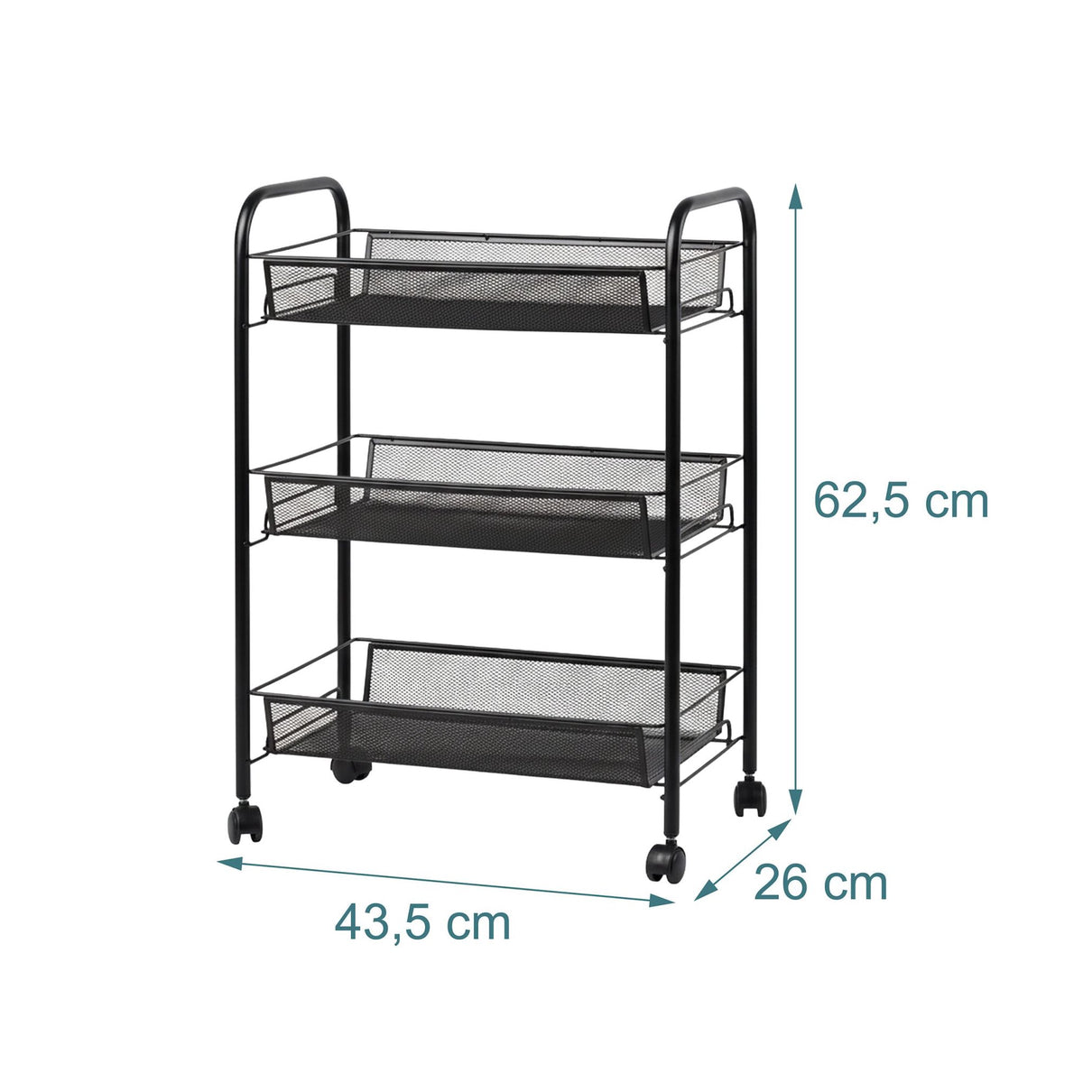 3-Tier Rolling Storage Cart With Smooth Casters