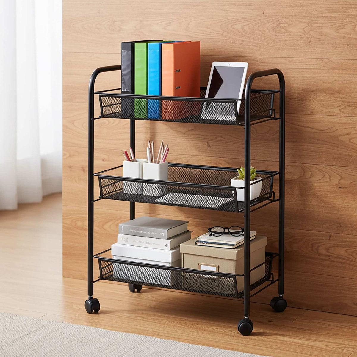 3-Tier Rolling Storage Cart With Smooth Casters