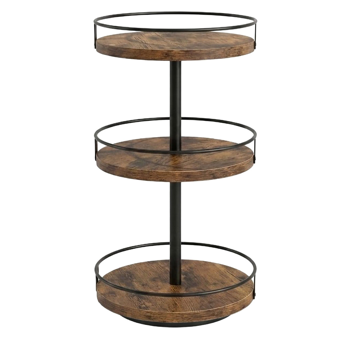 3-Tier Rotating Spice Rack, Brown – MDF & Iron