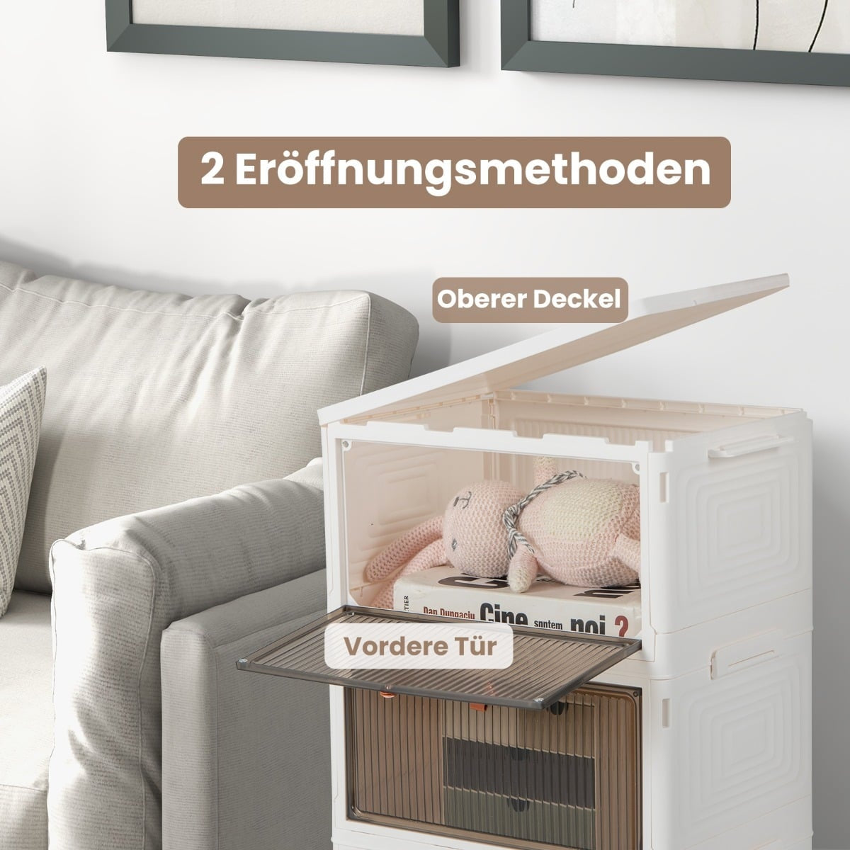 3-Tier Shoe Storage Box with Magnetic Doors & Wheels