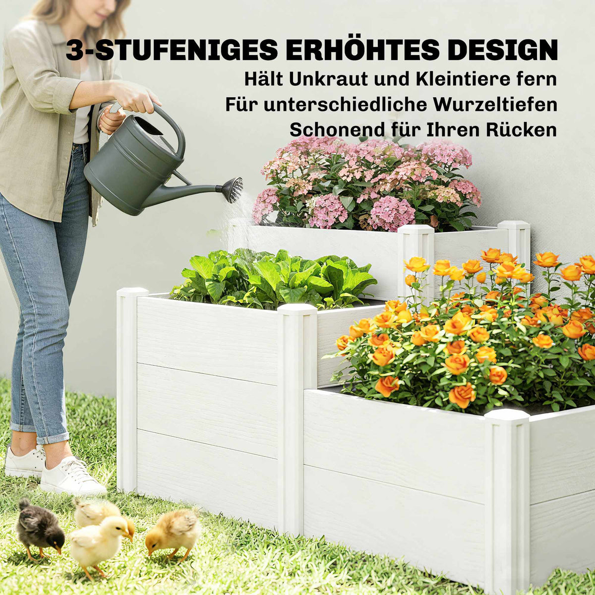 3-Tier Stackable Garden Bed, Vinyl, Easy Assembly
