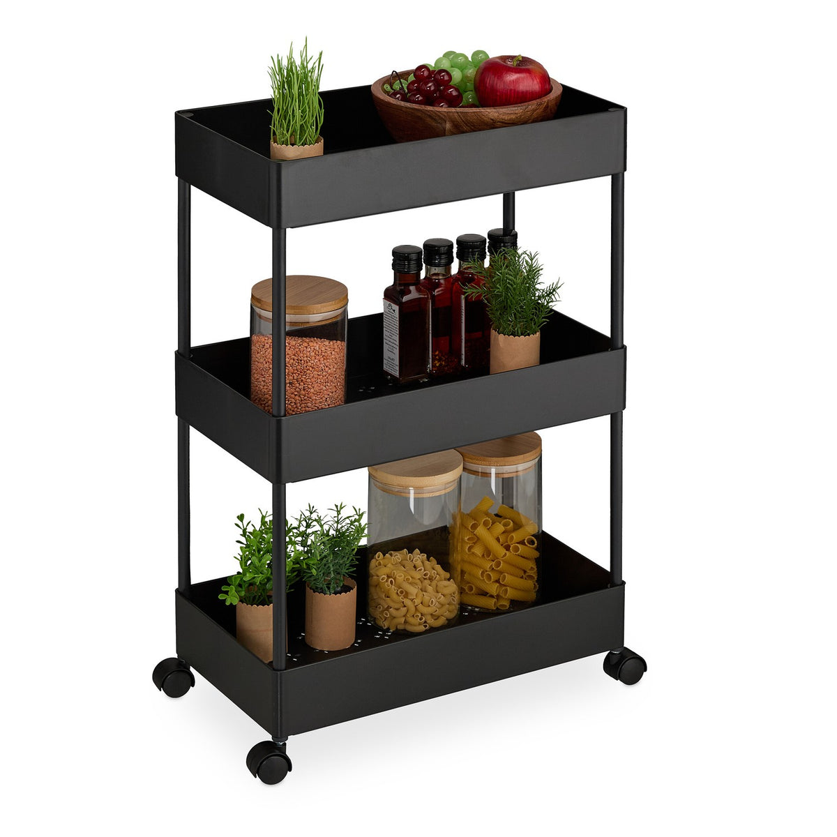 3-Tier Trolley with 360° Wheels for Easy Mobility