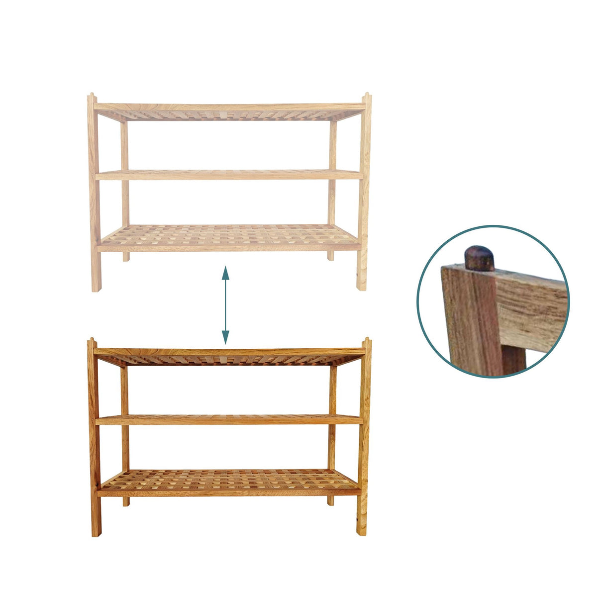 3-Tier Walnut Shoe Rack – Stackable, Holds 9 Pairs