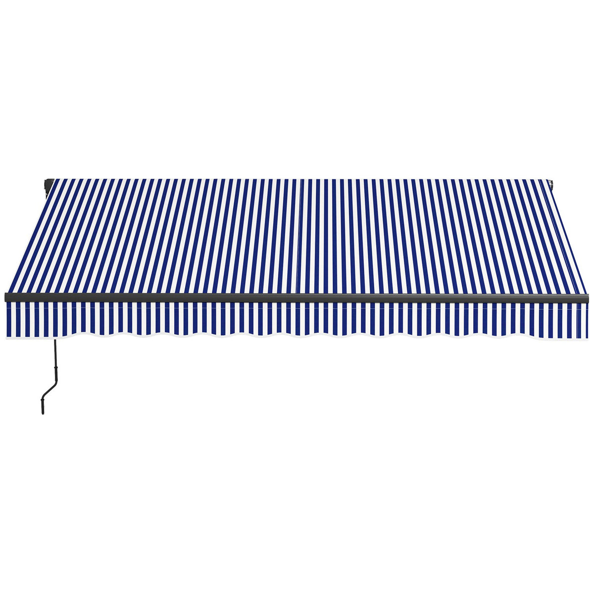3 X 2.5 M Awning Wall Mounted Balcony Awning With Hand Crank, Sun Protection, Sun Canopy For Balcony Aluminum Blue + White