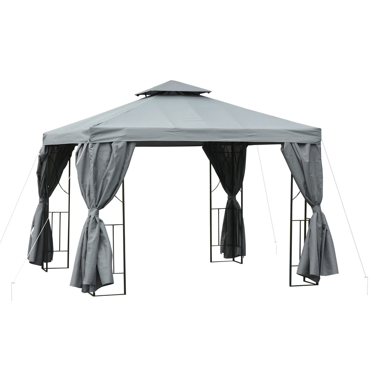 3X3M Double Roof Party Tent Waterproof Uv Protection Metal Polyester Dark Gray