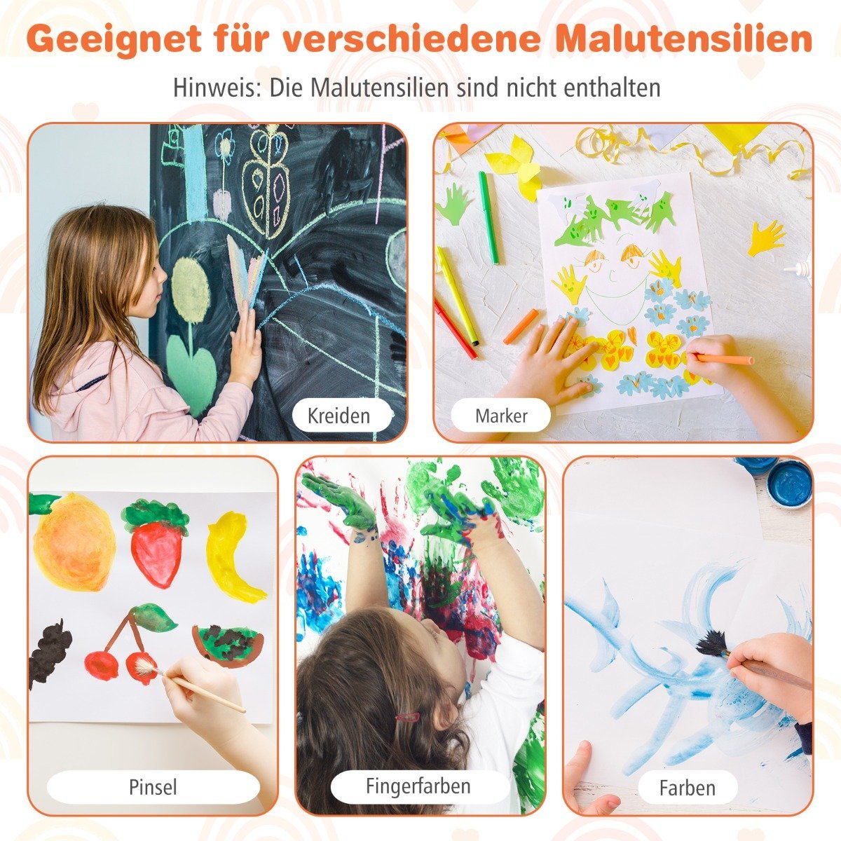 3-in-1 Kids Easel with Chalkboard, Whiteboard & Paper Roll