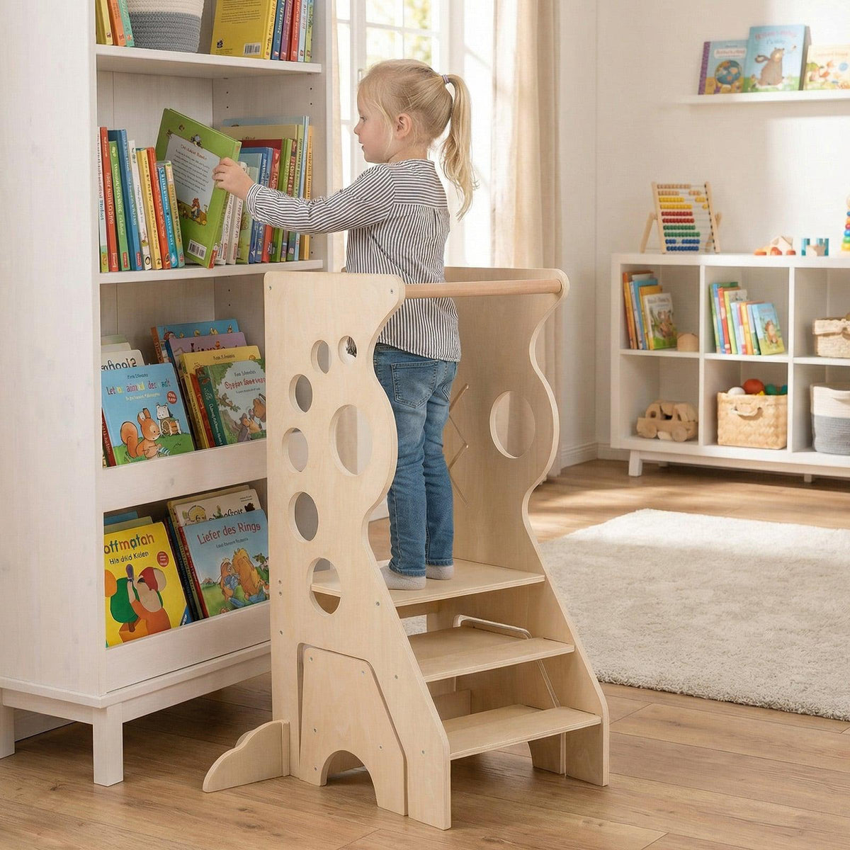 3-in-1 Kids Learning Tower with 2-Step Stool & Safety Bars
