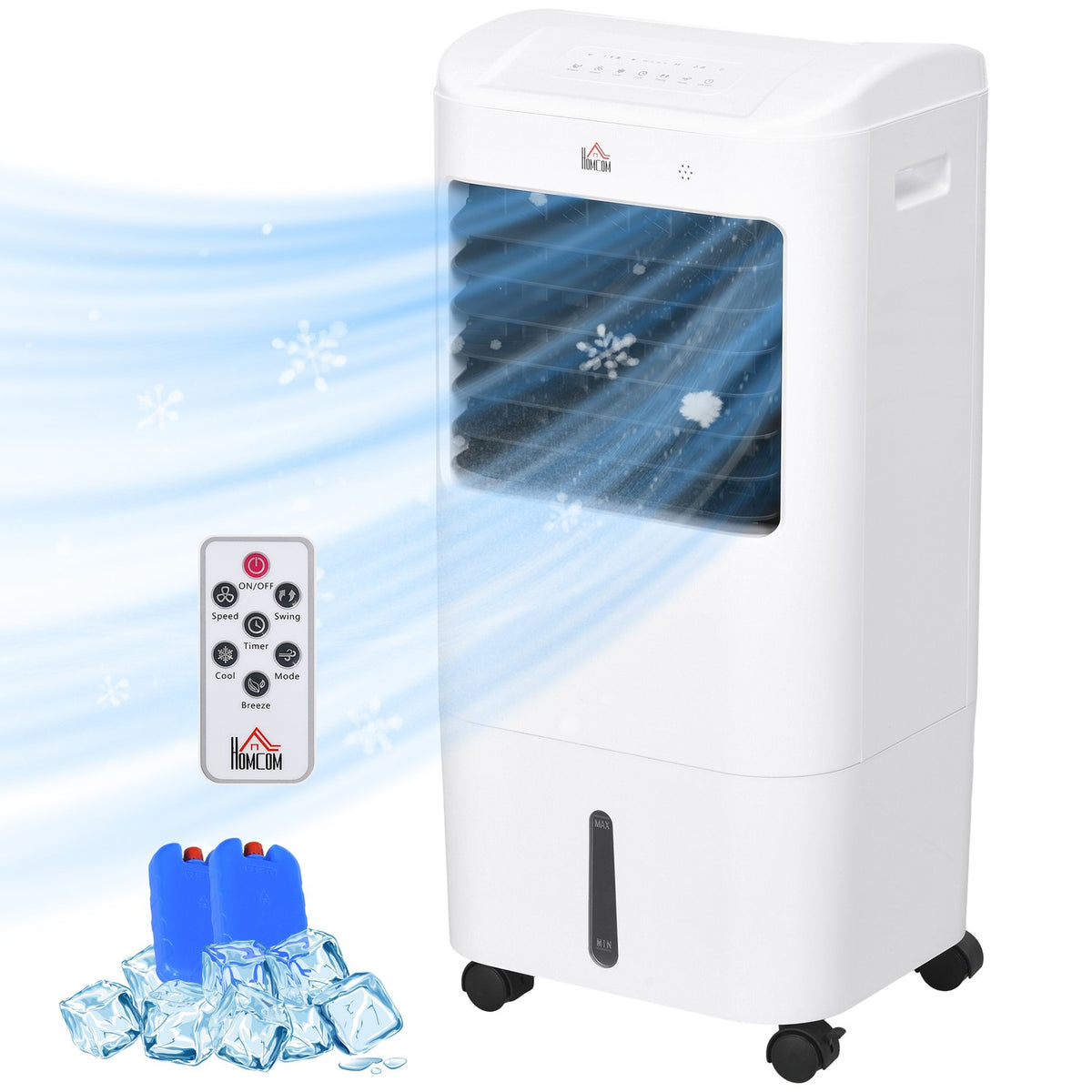 3 in 1 Mobile Air Conditioner with Air Humidification Water Cooling 15L 60° Oscillating Air Conditioner Air Cooler with 7.5h Timer, Remote Control, LED Display, for 20? White 37 x 32 x 78 cm