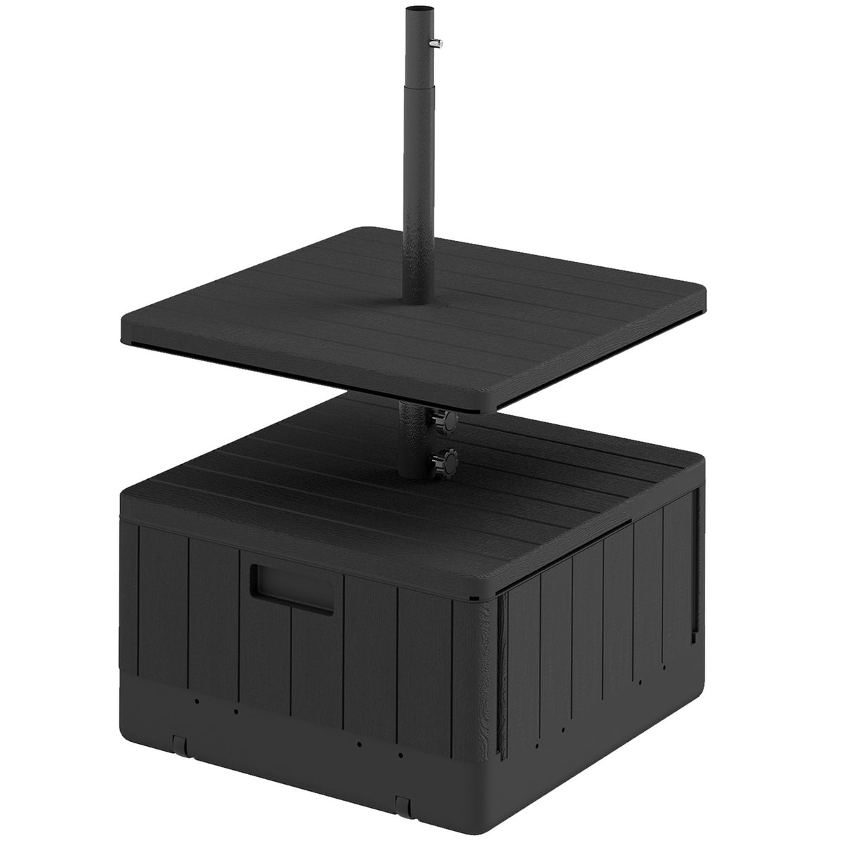 3 in 1 Parasol Stand 80 kg Fillable, Plantable Umbrella Stand with Wheels, Table Top Square Umbrella Holder Umbrella Weight Stand for Parasol Diameter 38/48 mm, for Balcony Black