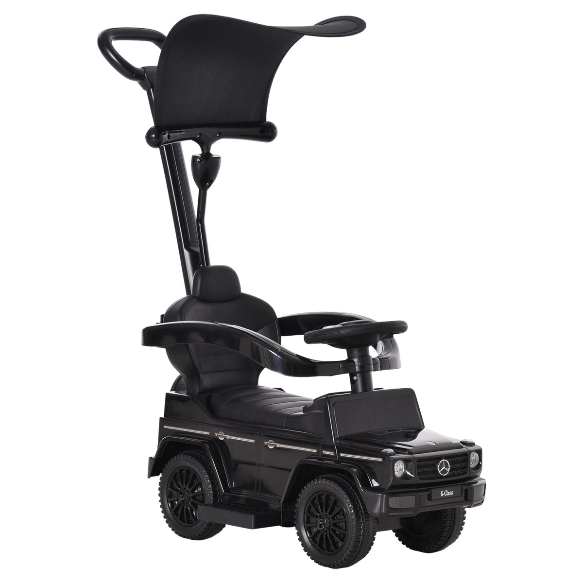 3-in-1 Ride-On Car with Handle, Black, Ages 18-36 Months