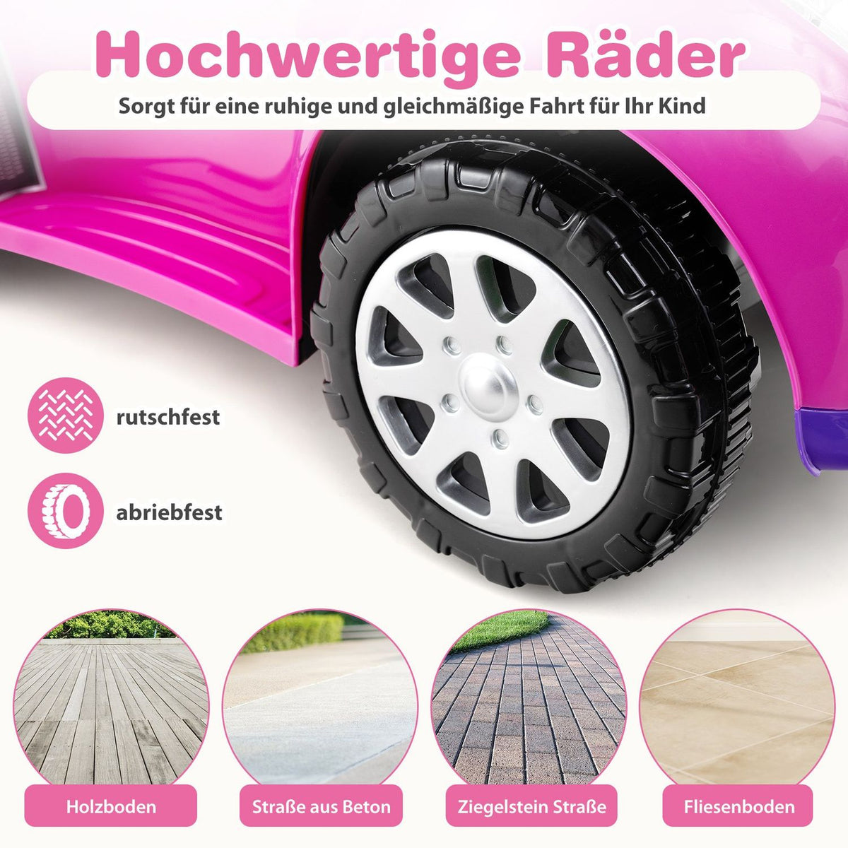 3-in-1 Ride-On Car with Push Handle and Storage, Pink