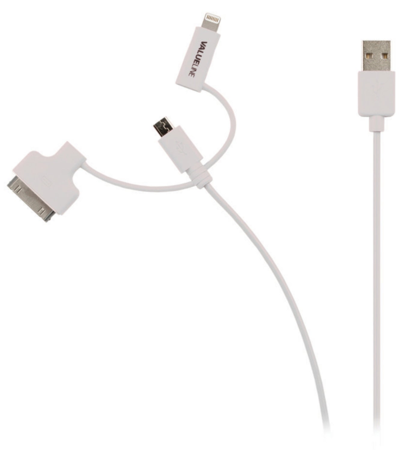 3-in-1 Sync and Charging Cable USB A male - Micro B male 1.00 m White