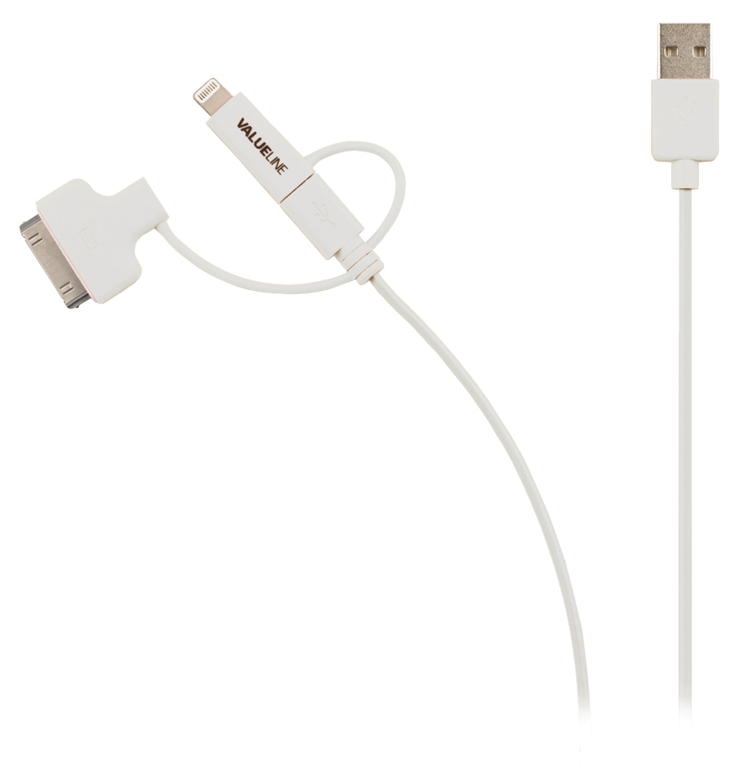 3-in-1 Sync and Charging Cable USB A male - Micro B male 1.00 m White