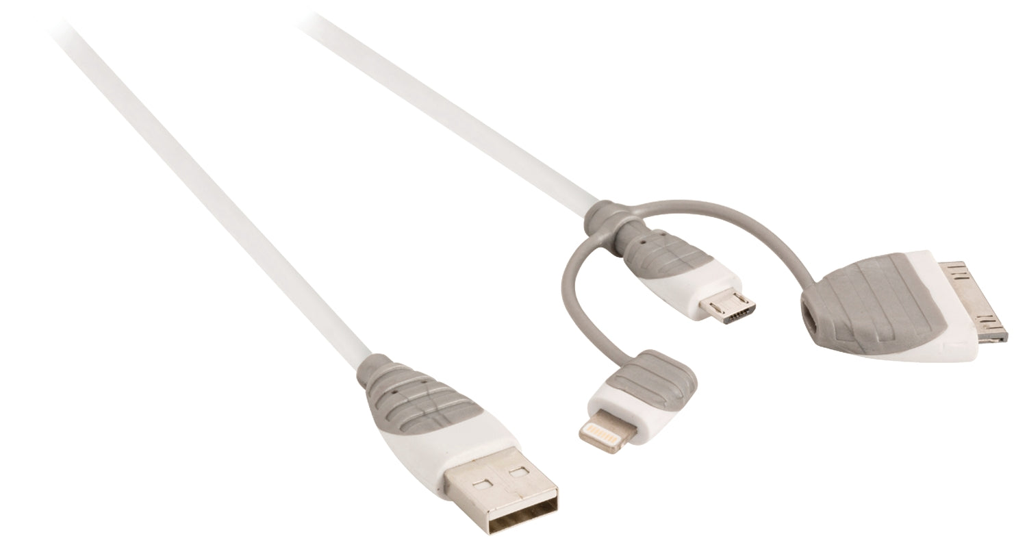 3-in-1 Sync and Charging Cable USB A male - Micro B male 1.00 m White