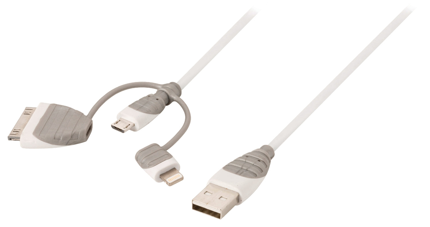 3-in-1 Sync and Charging Cable USB A male - Micro B male 1.00 m White