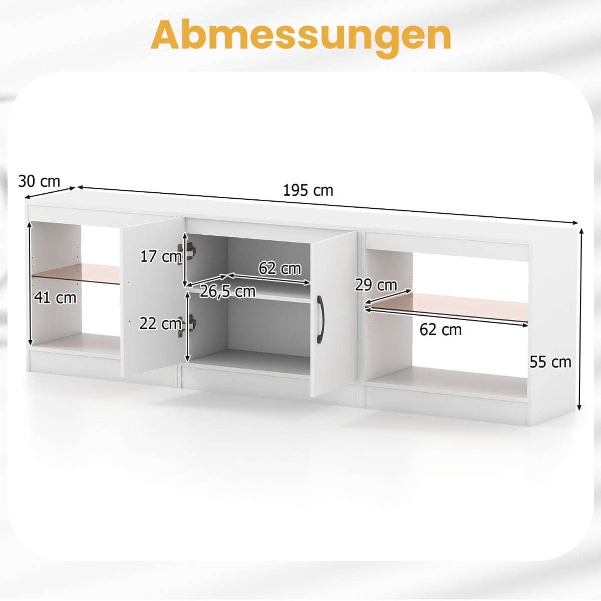 3-in-1 TV Stand with LED, Adjustable Shelves, 85" Max