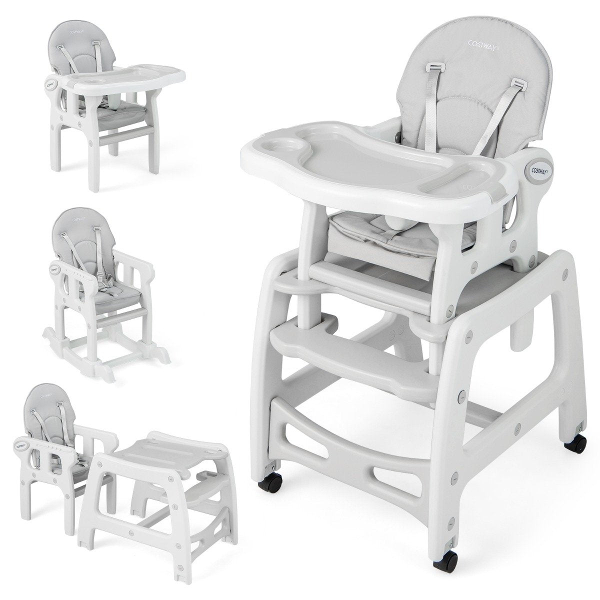 3 in 1 baby chair, high chair & dining chair & children's seating group 62 x 51 x 104 cm grey