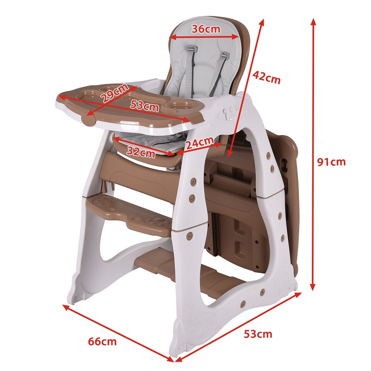 3 in 1 high chair & baby chair & seating group with food tray that can be adjusted in 3 positions
