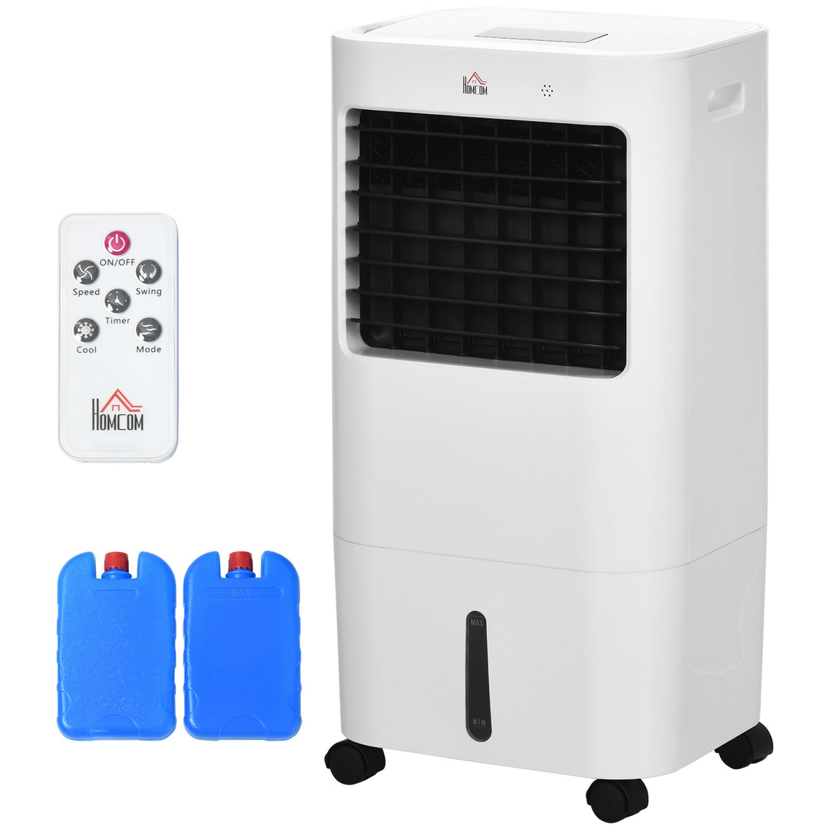 3 in 1 mobile air conditioning with air humidification water cooling 15L 60° oscillating air conditioner 65W air cooler with 8h timer, remote control, usage space 20? White 32 x 37 x 69 cm